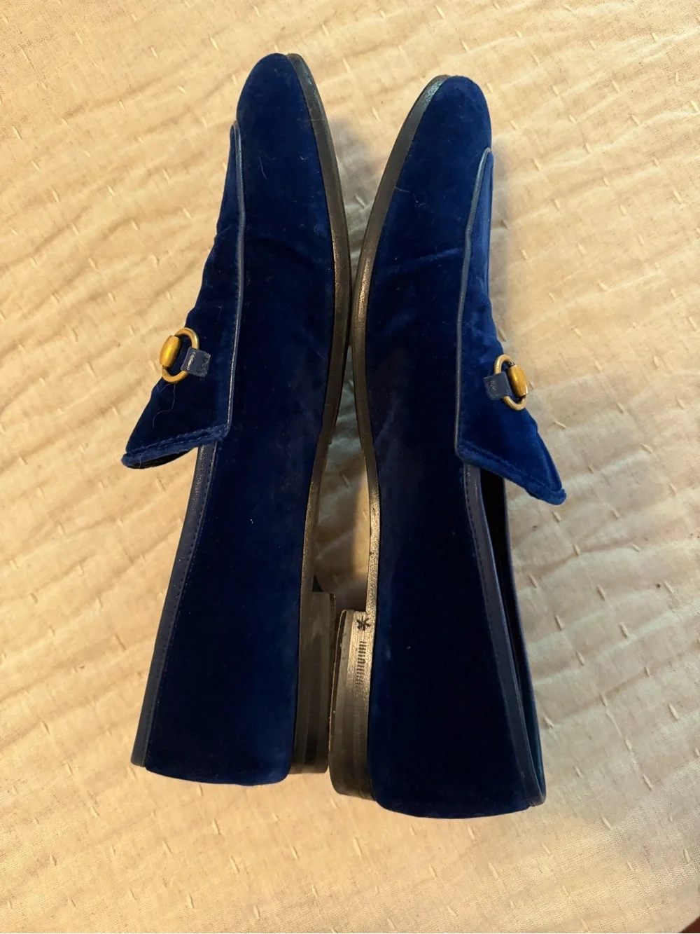 Gucci Blue Velvet Horsebit Loafers - Picture 2 of 8